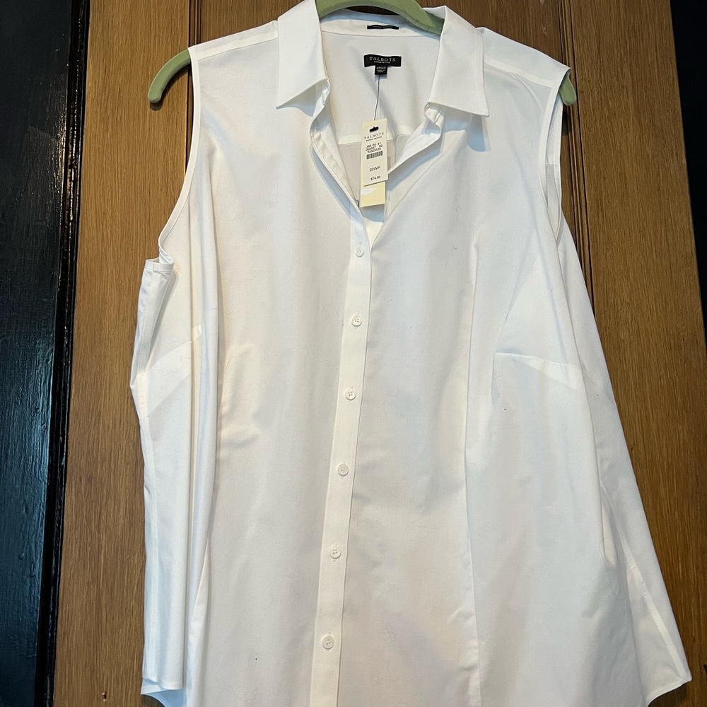Talbots 20 w petite white women’s blouse sleeveless